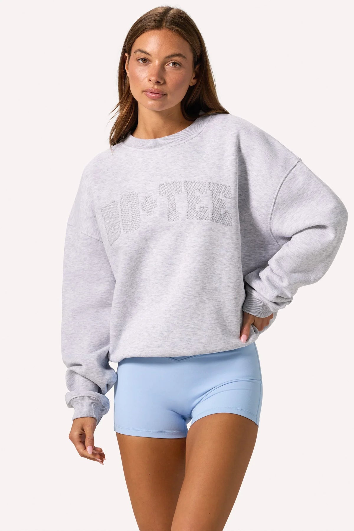 Oversized Crew Neck Jumper in Grey Marl