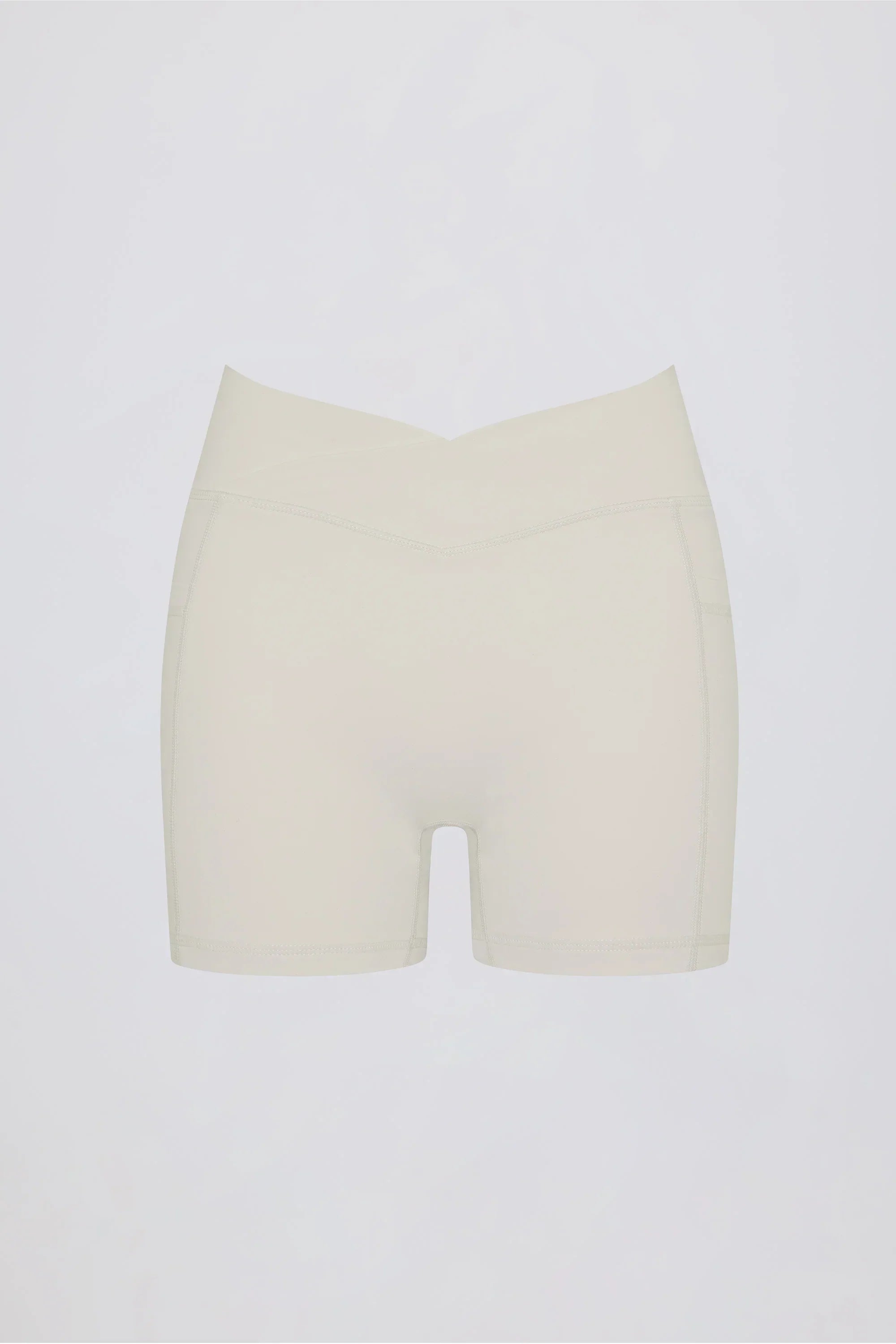 Soft Active Pocket V Waist Mini Shorts in Oat