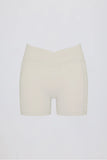 Soft Active Pocket V Waist Mini Shorts in Oat