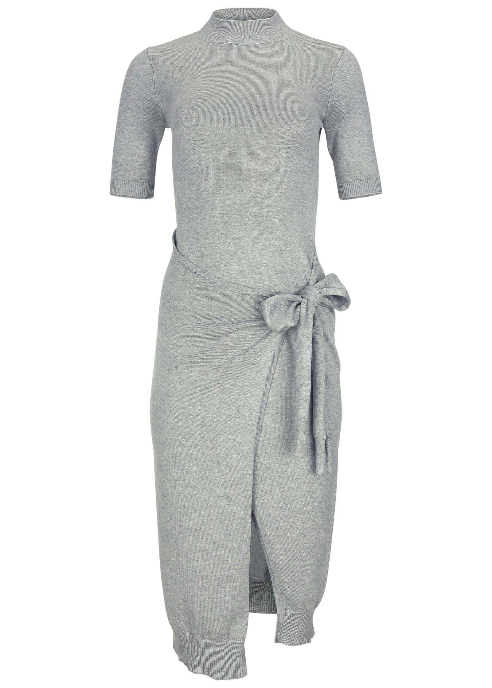 Tie Side Sweater Dress Light Heather Grey