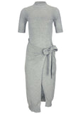 Tie Side Sweater Dress Light Heather Grey