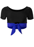 Tie Front Short Sleeve Top Cobalt Black