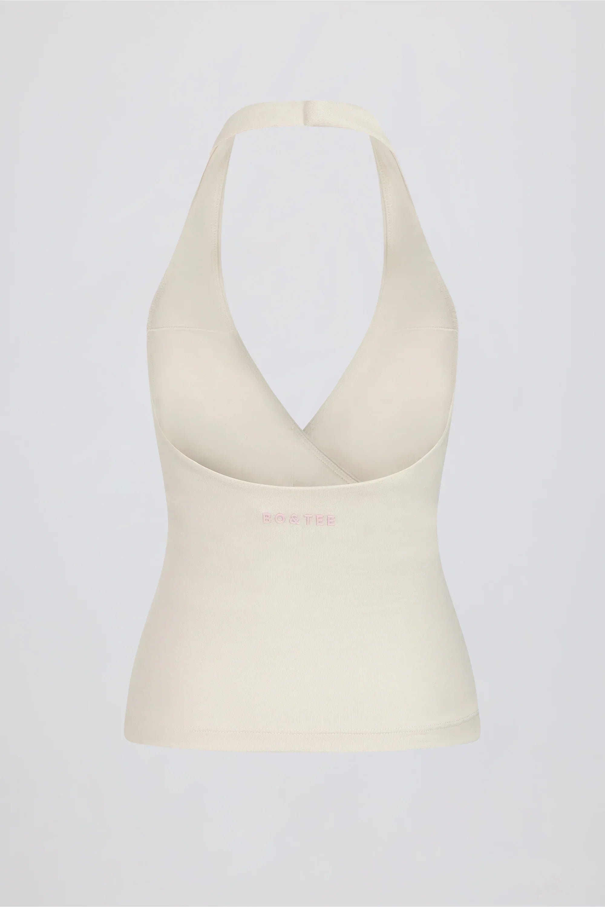 Halterneck Open Back Tank Top in Vanilla