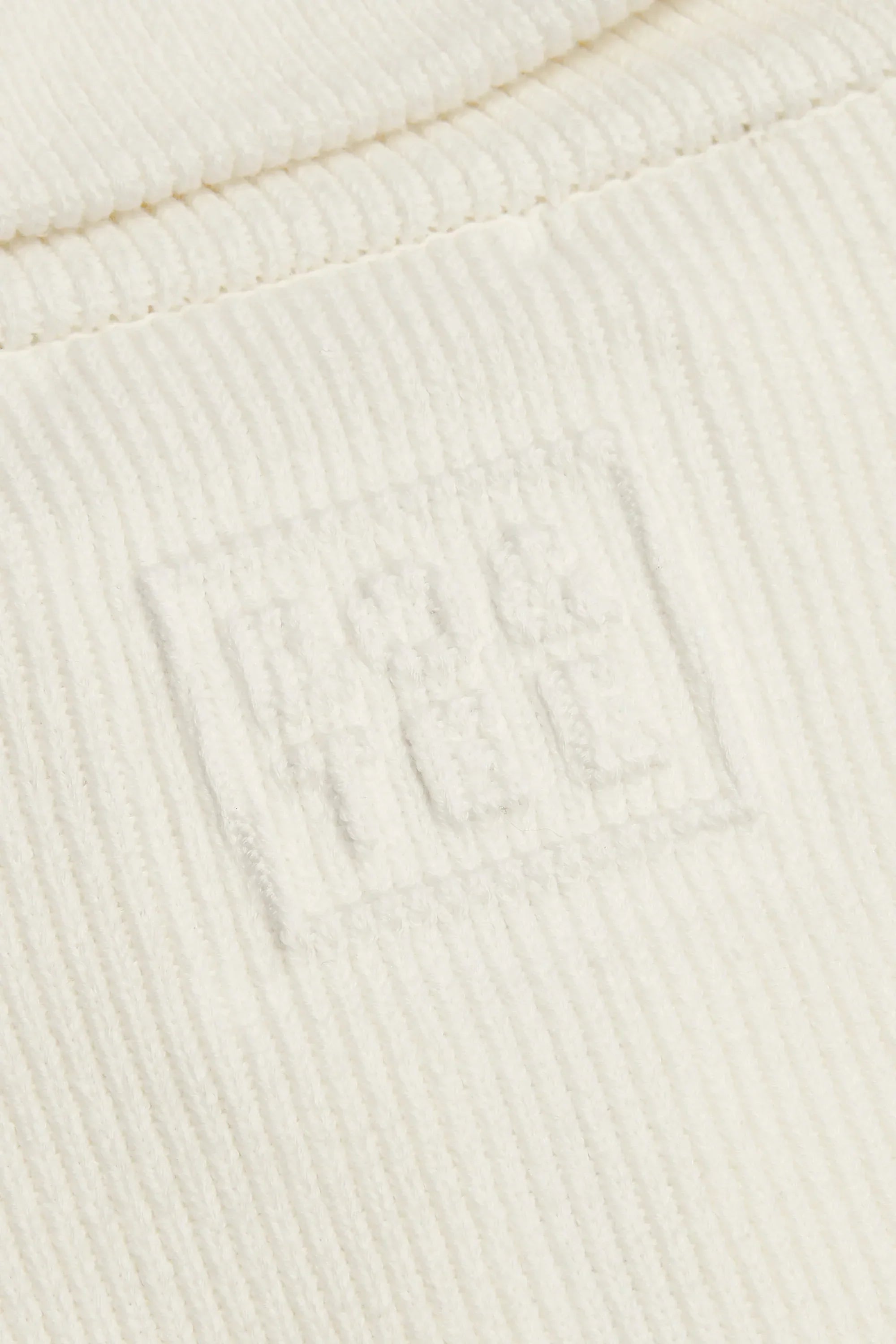 Ribbed Knit Zip Up Cropped Sweatshirt in Ivory