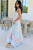 Essie Tiered Pastel Floral Tiered Maxi Dress