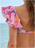 Ruffle Bandeau Bikini Top Sunset Medley