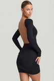 Modal Open Back Bodycon Mini Dress in Black