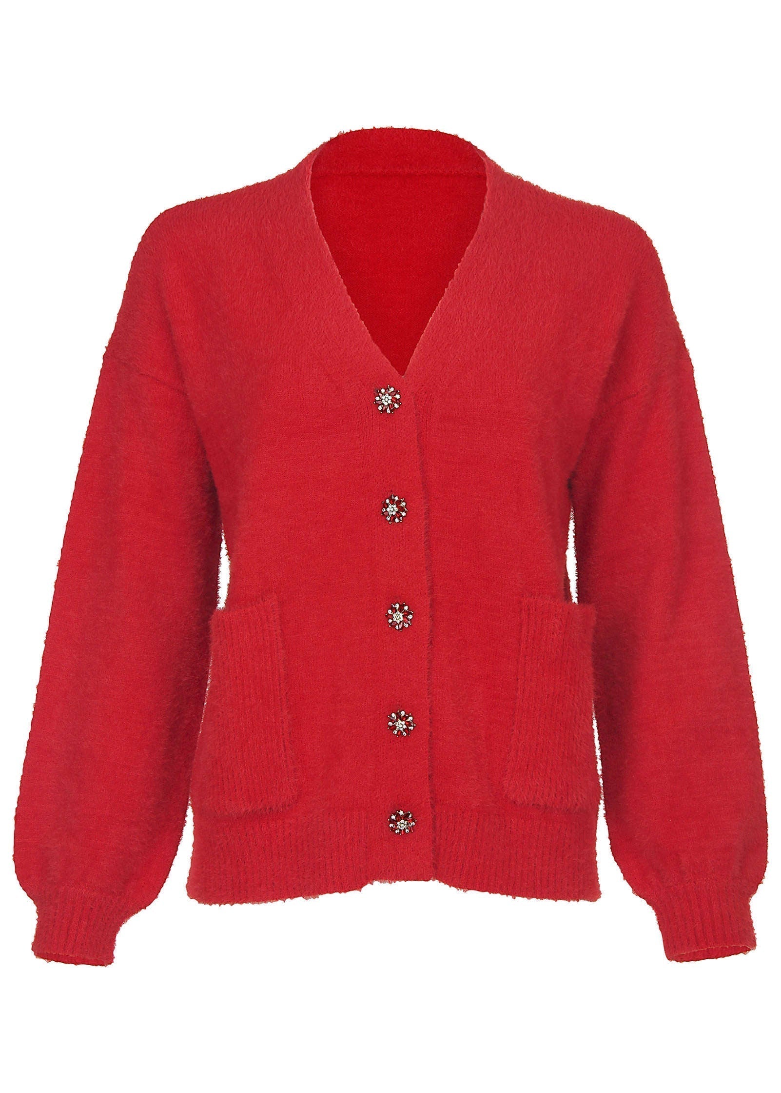 Button Down Cardigan Haute Red