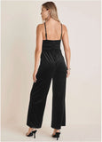 Stretch Velvet Halter Jumpsuit Black