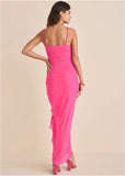 Side Ruffle Mesh Maxi Pink