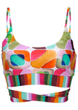 Scoop Neck Wrap Top Watercolor Geo Combo
