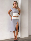 ALYSSA OFF SHOULDER TOP GREY