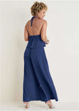 Cross Neck Jumpsuit Dark Blue