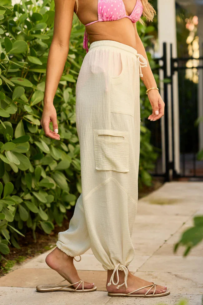 Gwen Cream Gauze Harem Pant