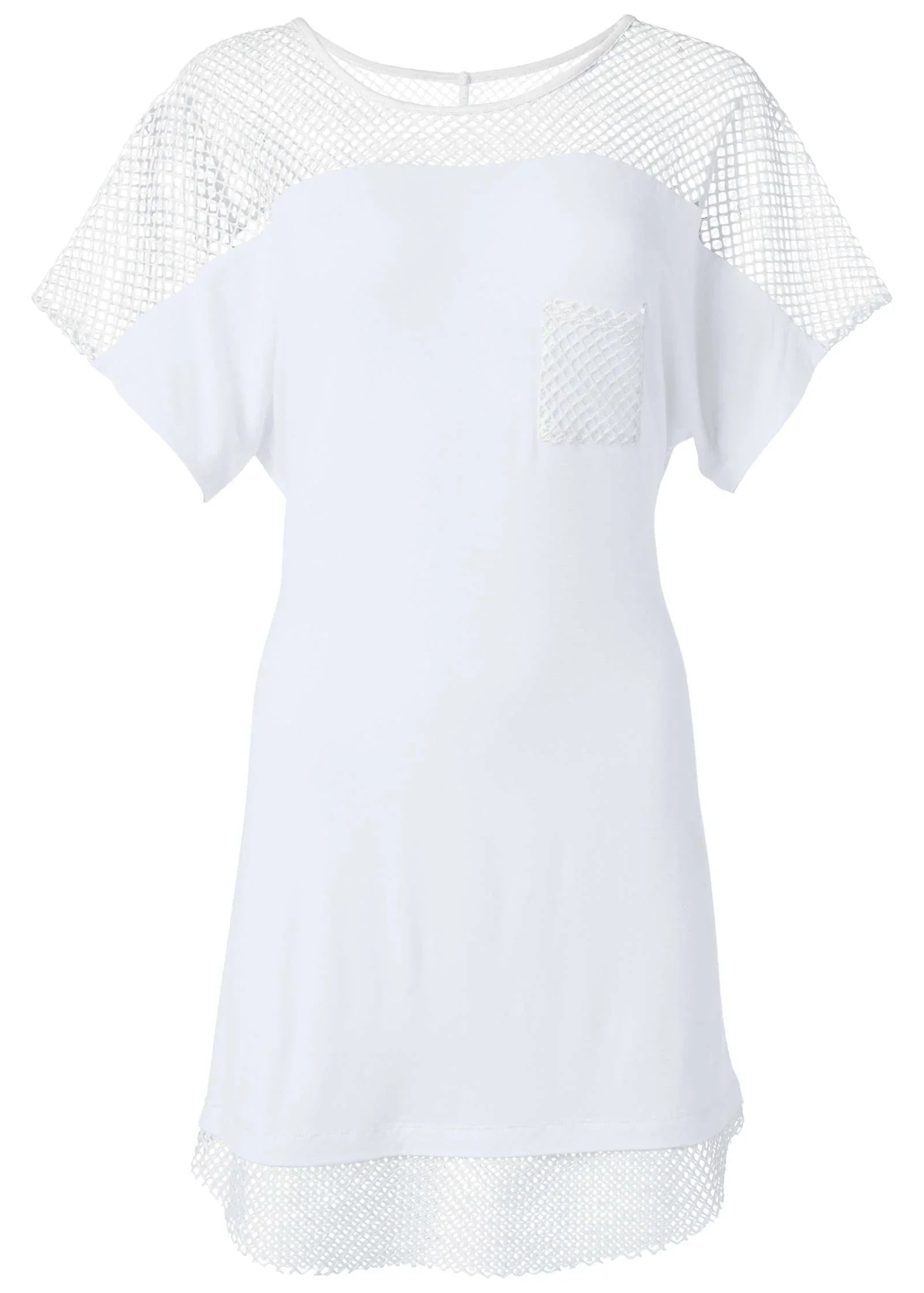 Mesh Trimmed Cover Up Dress White
