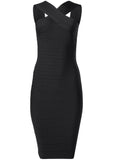 Cross Neck Bandage Dress Jet Black