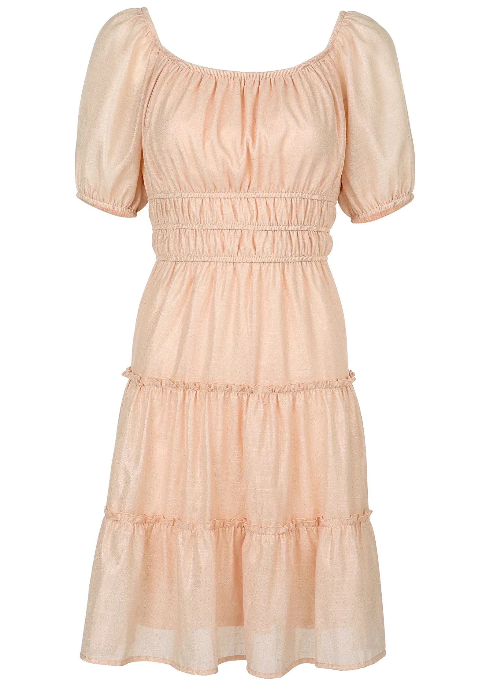 Tiered A Line Dress Pink
