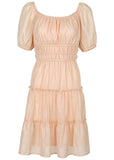 Tiered A Line Dress Pink