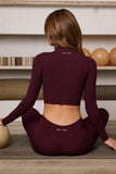 Soft Active Zip Up Cropped Jacket in Burgundy