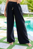Ashley Black Textured Panel Swim Cover Up Pants SALE