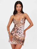 KALILAH MINI DRESS NEUTRAL LEOPARD HAZE