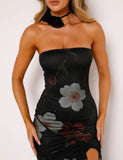 THEO MAXI DRESS RED MACRO FLORAL