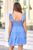 Its My Day Light Blue Smocked Mini Dress
