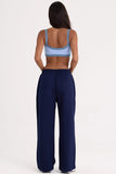 Brushed Jersey Wide Leg Joggers in Midnight