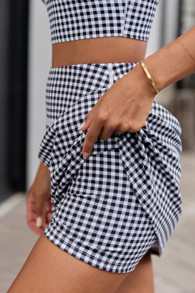 Active State Black Gingham Active Skirt