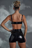 Vinyl Curved Cup Bra in Black