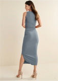 Ribbed Bodycon Midi Dress Seafog