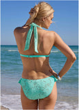 Lace Goddess Push Up Halter Top Light Teal
