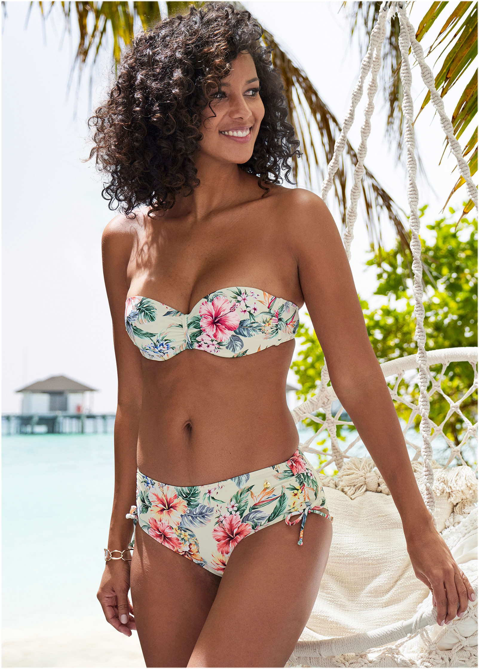 Printed Tie Side Moderate Bottom Cream Multi