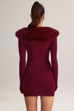 Knit Mid Rise Mini Skirt in Wine