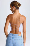 One Shoulder Lace Up Top in Soft Lilac