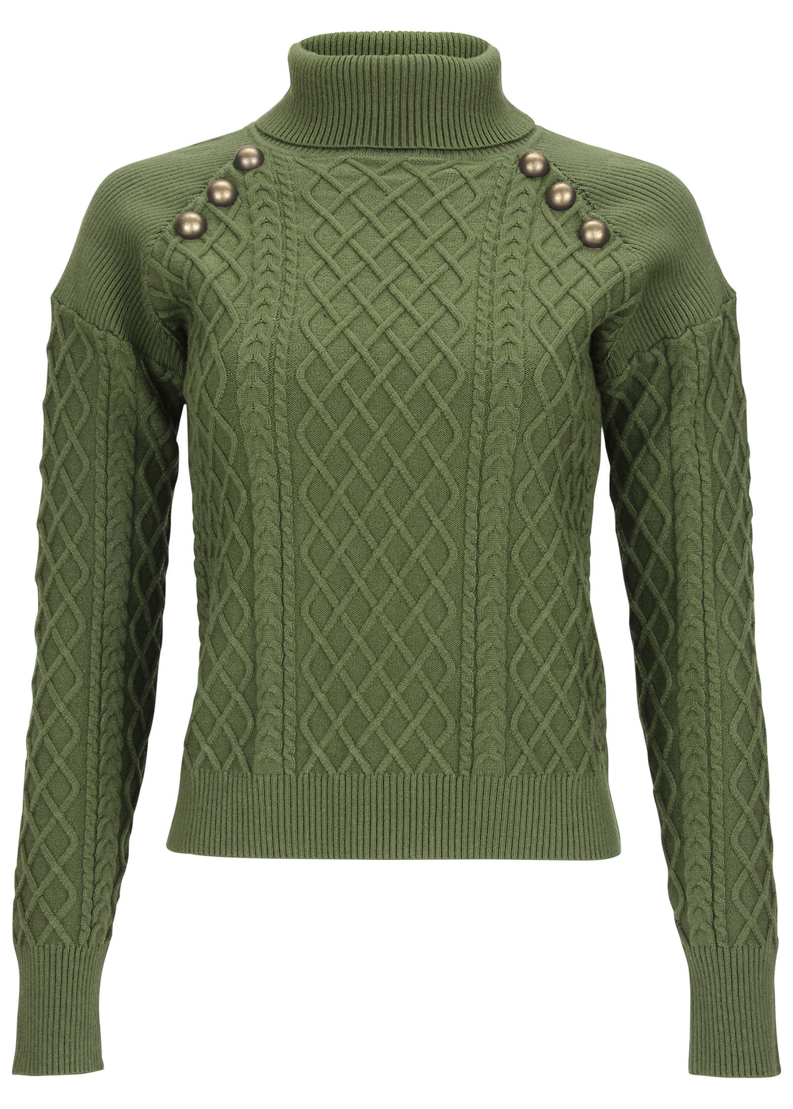 Military Button Sweater Bronze Green