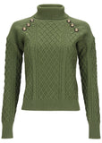 Military Button Sweater Bronze Green