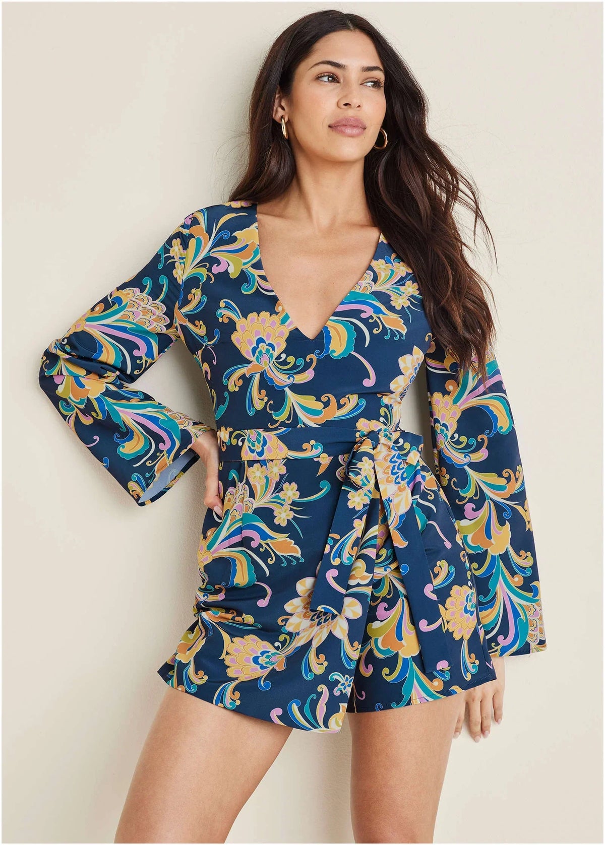 Long Sleeve Skort Romper Mystic Jacobean