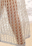 Metallic Crochet Coverup Glittery Silver