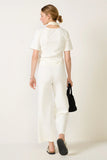 Cropped Ponte Knit Wide Leg Pant