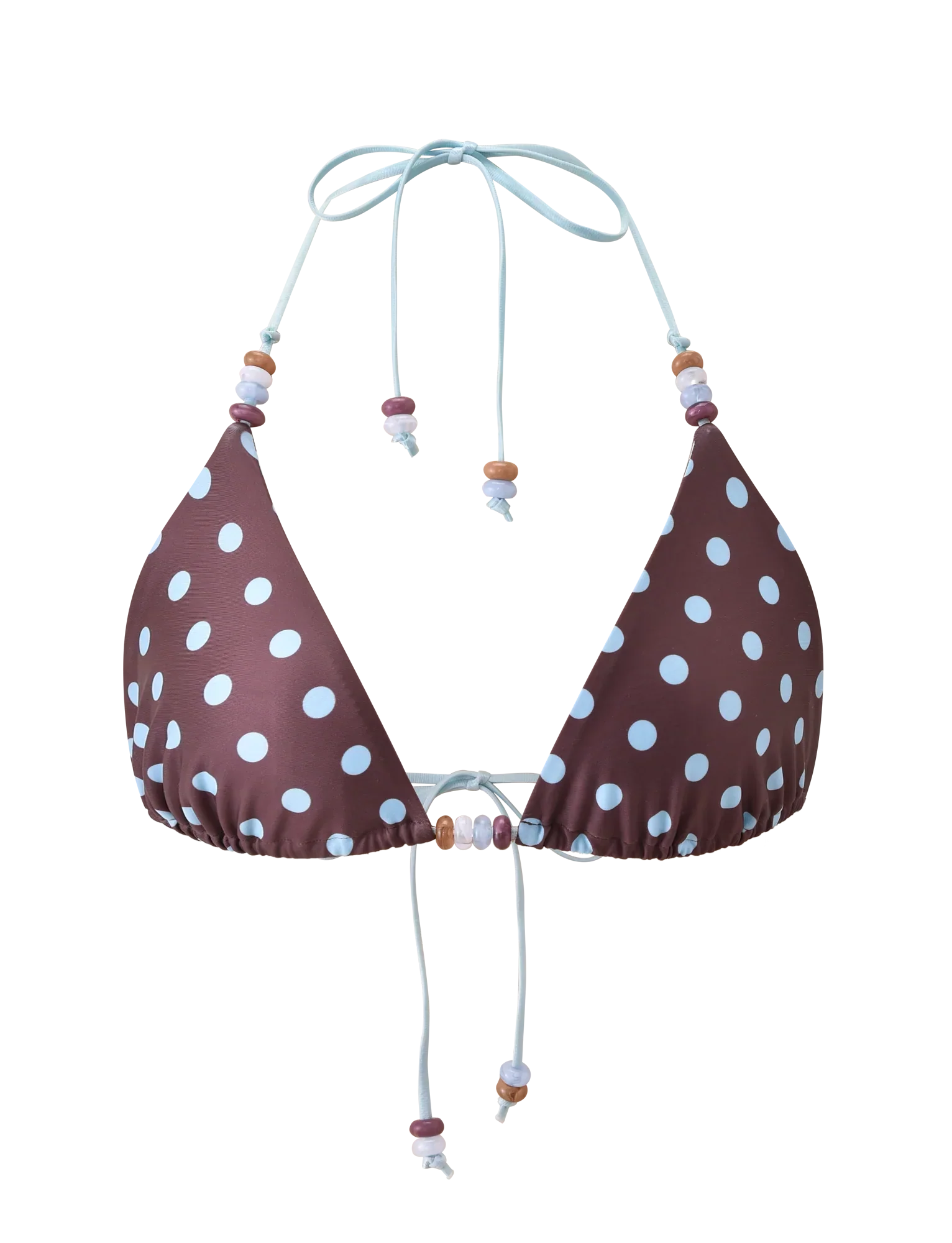 FINLEA BIKINI TOP BROWN AND BLUE POLKA DOT