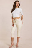 Mid Rise Capri Jeans in Ivory