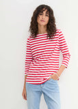 Boat Neck Striped Top Red White Stripe
