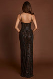 Embellished Peekaboo Cowl Neck Dress in Brown Snake