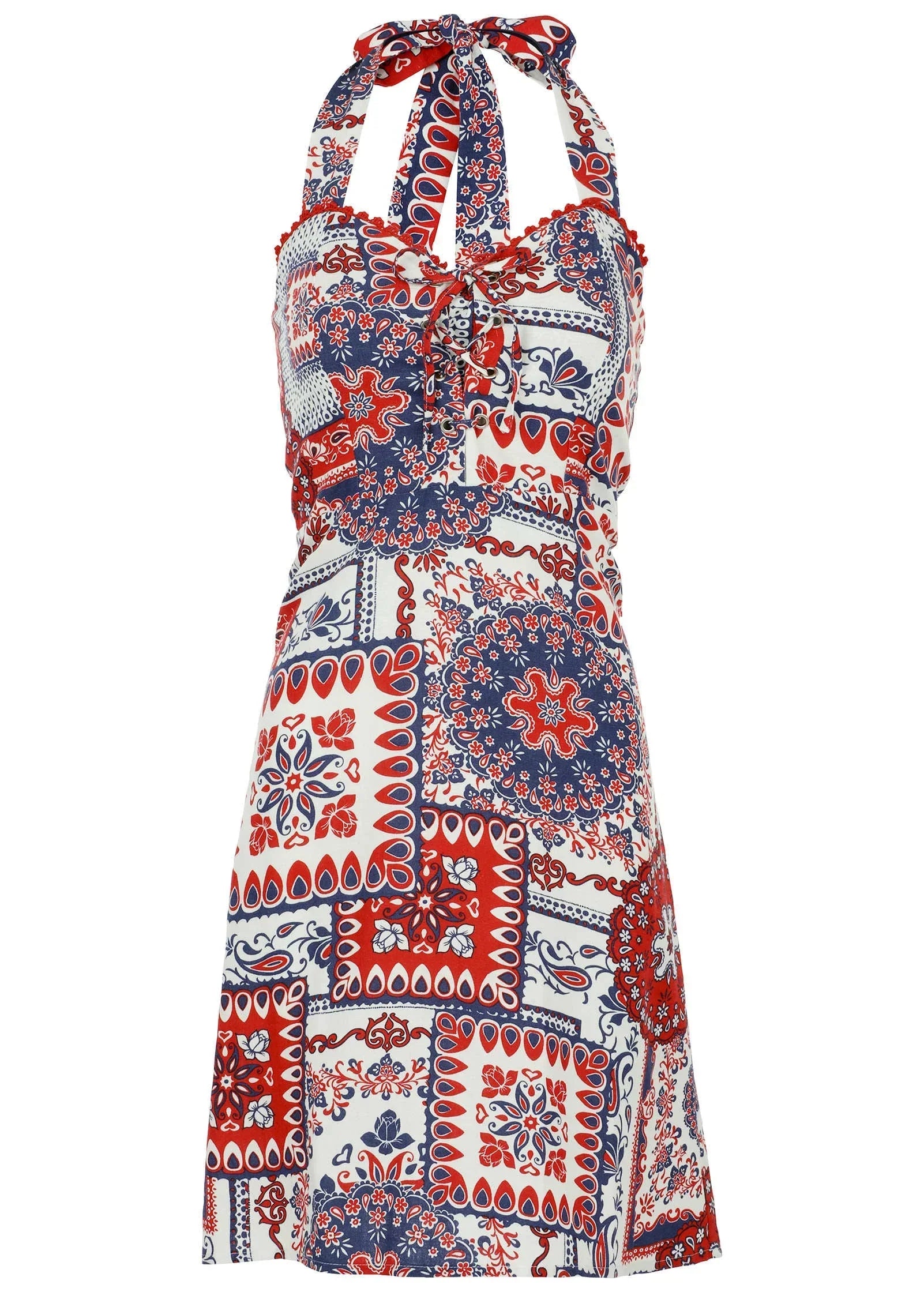 Linen Halter Dress Heritage Bandana Medley