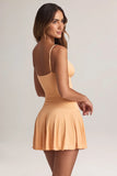 Modal Ruched A Line Mini Dress in Peach