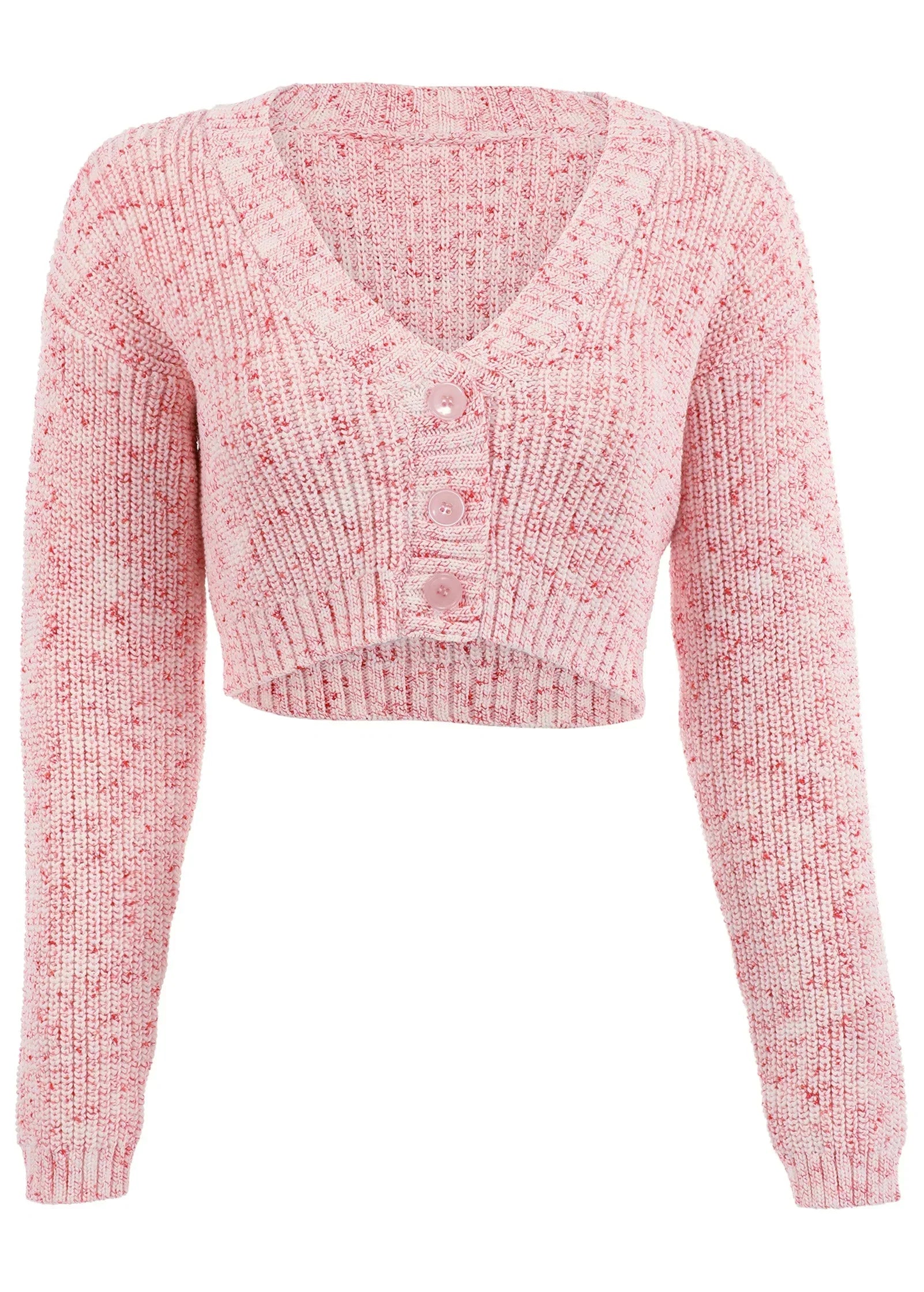 Marled Crop Cardigan Coral