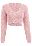 Marled Crop Cardigan Coral