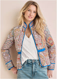 Quilted Full Zip Jacket Medallion Golden Patchwork
