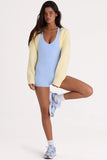 Ribbed Knit Cropped Shrug in Lemon